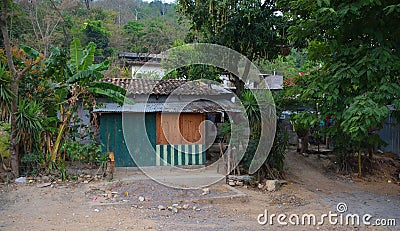 Simple house, indigenous families face extreme poverty and harsh living conditions. Editorial Stock Photo