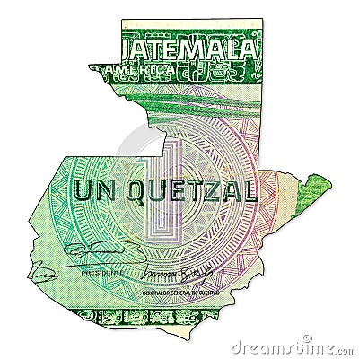 1 guatemalan quetzal bank note obverse in shape of guatemala Stock Photo