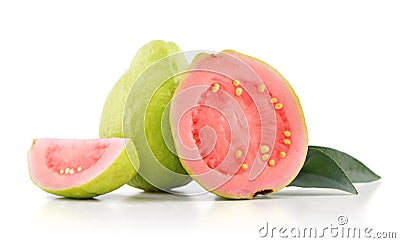 Guava fruit with leaves Stock Photo