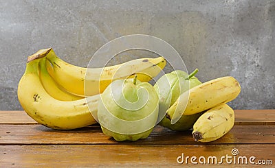 Guavas and banana Stock Photo