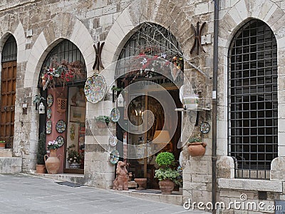 Gubbio - typical shop Editorial Stock Photo