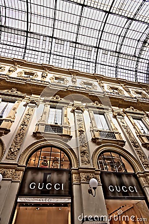 Gucci shop in the Galleria Vittorio Emanuele II in Milan Editorial Stock Photo