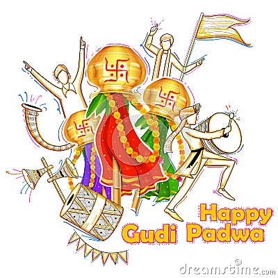 Gudi Padwa celebration of India Vector Illustration