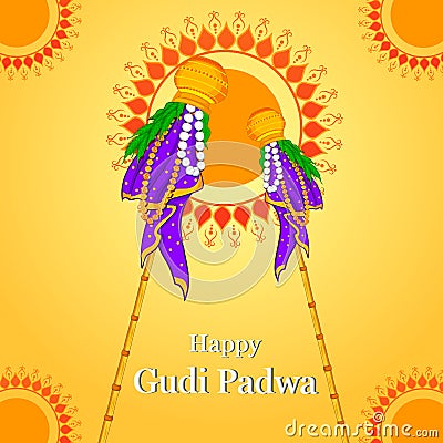 Gudi Padwa holiday religious festival background of Maharashtra India Vector Illustration