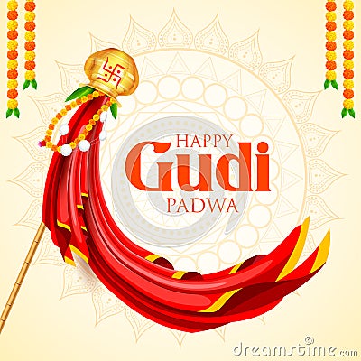 Gudi Padwa Lunar New Year celebration in Maharashtra of India Vector Illustration