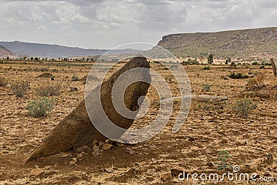 Gudit Stelae field in Axum, Ethiop Stock Photo