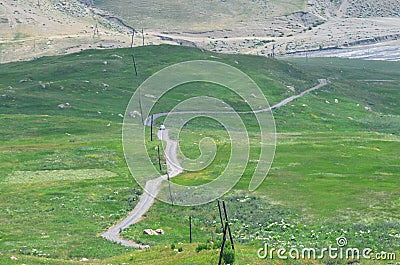 Gudiyalchay river and glacial valley near Shahdag National Park, Azerbaijan, in the Greater Caucasus range Stock Photo