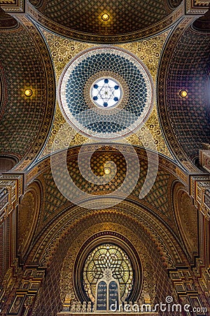 Prague Spanish synagogue interior showing ornate fittings and mosaics Editorial Stock Photo