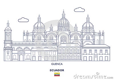 Guenca City Skyline, Ecuador Vector Illustration