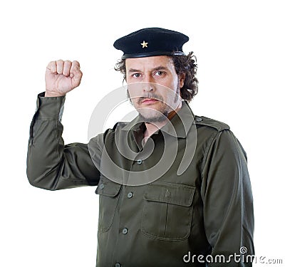 Guerilla with beret and communist star Stock Photo