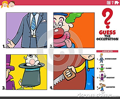 guess the occupation cartoon educational activity Vector Illustration