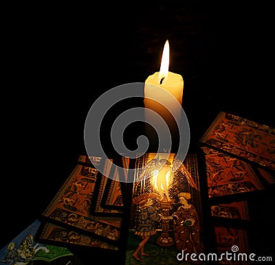 Guessing at the Tarot cards Stock Photo