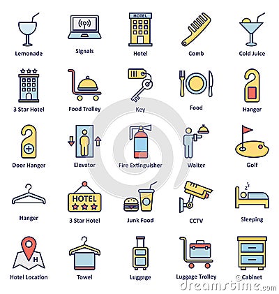 Guest House and Lodge Vector Icons Set that can be easily modified or edit Vector Illustration