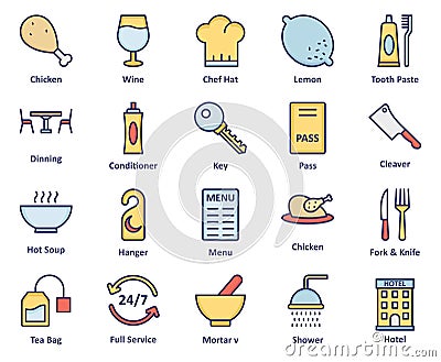 Guest House and Lodge Vector Icons Set that can be easily modified or edit Vector Illustration