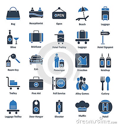 Guest House and Lodge Vector Icons Set that can be easily modified or edit Vector Illustration