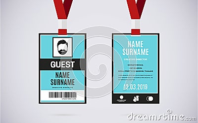 Guest id card set vector design illustration Vector Illustration