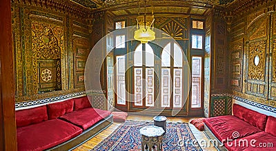 Guest room in Reception Palace of Manial, Cairo, Egypt Editorial Stock Photo