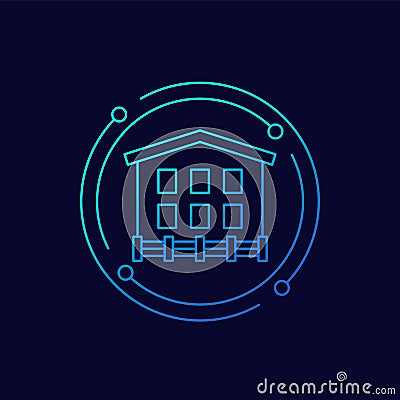 guesthouse, a small hotel line vector icon Vector Illustration