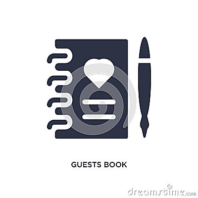 guests book icon on white background. Simple element illustration from birthday party and wedding concept Vector Illustration