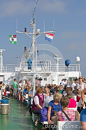 Guests on the ferry to Borkum, Germany Editorial Stock Photo