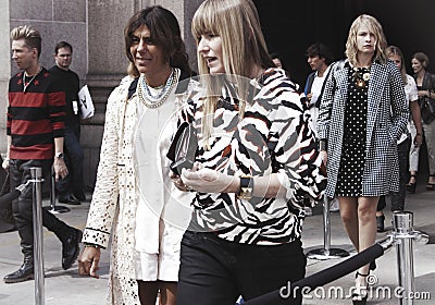 Guests street style arriving to a fashion show in New York Editorial Stock Photo