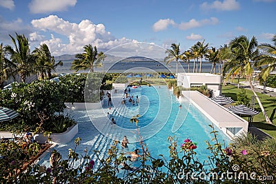 Guests Swimming In Casino Pool Editorial Stock Photo