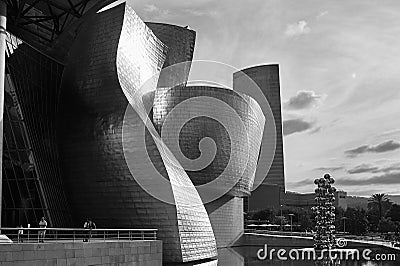 Guggenheim Museum in black and white, Spain Editorial Stock Photo