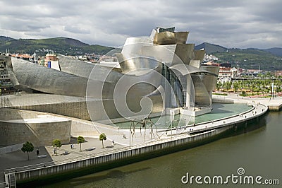 The Guggenheim Museum of Contemporary Art of Bilbao (Bilbo), located on the North Coast of Spain in the Basque region. Nicknamed Editorial Stock Photo