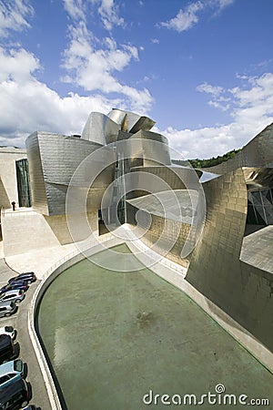 The Guggenheim Museum of Contemporary Art of Bilbao (Bilbo), located on the North Coast of Spain in the Basque region. Nicknamed Editorial Stock Photo