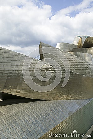 The Guggenheim Museum of Contemporary Art of Bilbao (Bilbo), located on the North Coast of Spain in the Basque region. Nicknamed Editorial Stock Photo