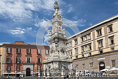 Guglia Dell Immacolata obelisk at the Piazza Del Gesu, Naples Editorial Stock Photo