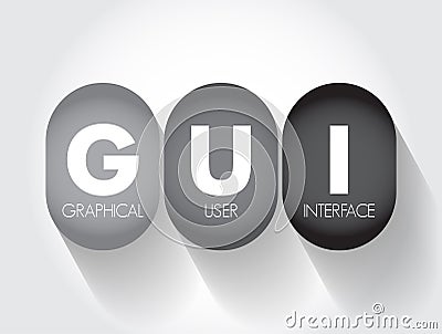 GUI - Graphical User Interface is an interface through which a user interacts with electronic devices, acronym technology concept Stock Photo