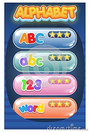 Gui menu game alphabet tracing and logo text effect. Vector Illustration
