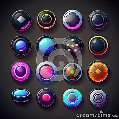 gui round game button ai generated Cartoon Illustration
