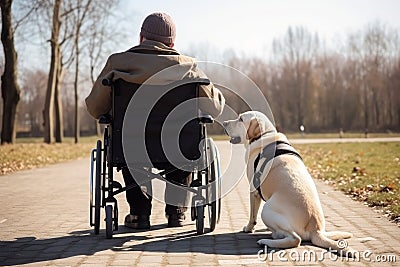 Guide dog help person. Generate Ai Stock Photo