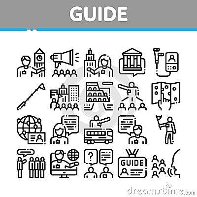 Guide Lead Traveler Collection Icons Set Vector Vector Illustration