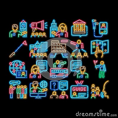 Guide Lead Traveler neon glow icon illustration Vector Illustration