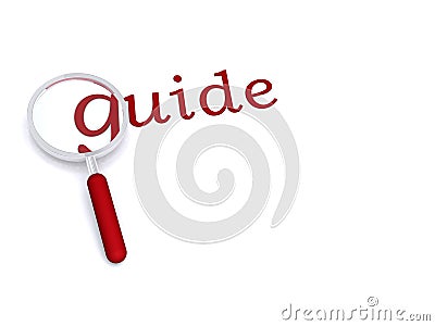 Guide with magnifying glass Stock Photo