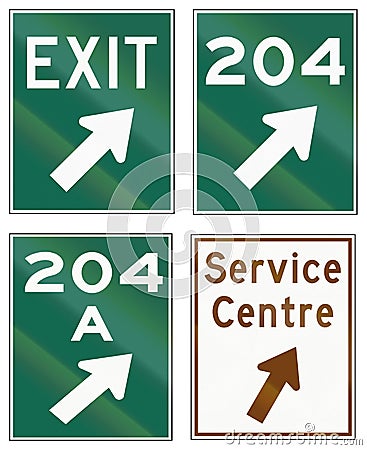 Guide road signs in Ontario - Canada Stock Photo
