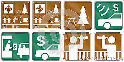 Guide road signs in Quebec - Canada Stock Photo