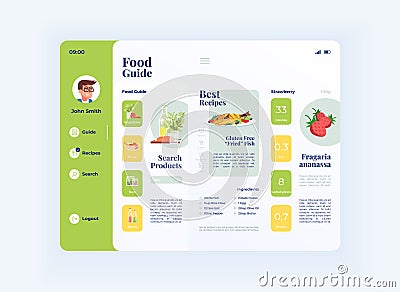 Guide to food tablet interface vector template Vector Illustration