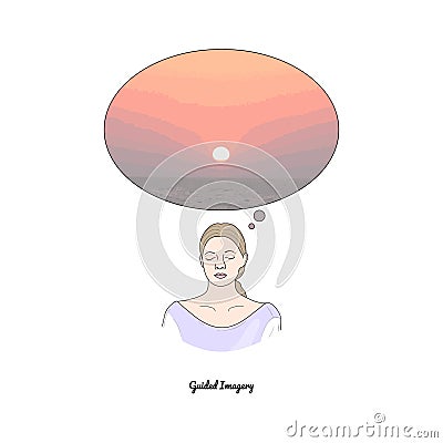 Guided Imagery. Deep Relaxation Techniques. Vector Vector Illustration