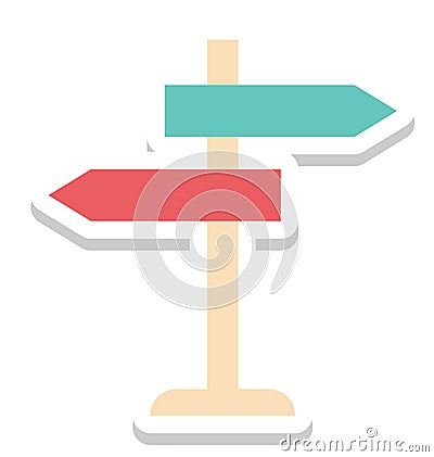 Guidepost, Signpost, Direction Post Color Isolated Vector Icon Stock Photo