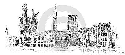 Guild Hall in Ypres, vintage illustration Vector Illustration