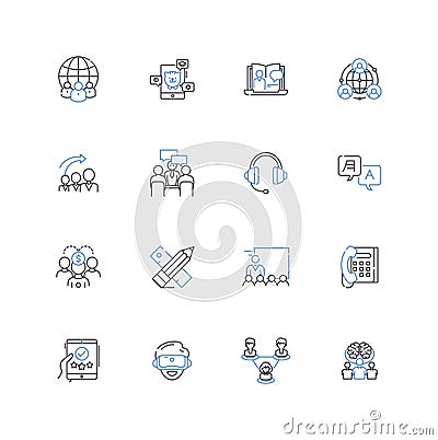 Guild line icons collection. Alliance, Brotherhood, Clan, Coven, Crusade, Domain, Fraternity vector and linear Vector Illustration