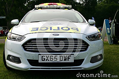 Guildford, England - May 28 2018: Front view of a BMW police car Editorial Stock Photo