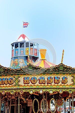 Guildford, England - May 28 2018: Old fashioned helter skelter f Editorial Stock Photo