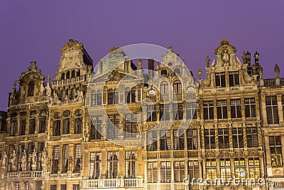 Guildhalls on Grand Place in Brussels, Belgium. Stock Photo