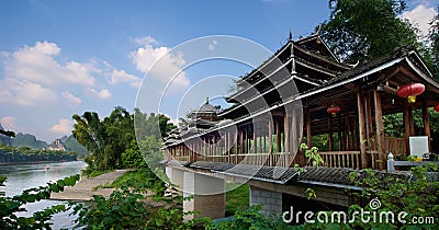 Guilin Yangshuo Pagoda Temple Stock Photo