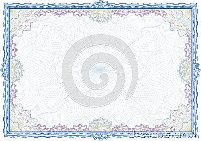 Guilloche border for diploma or certificate Vector Illustration